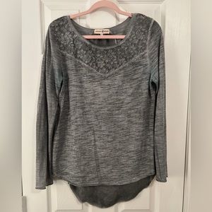 Altard State Grey Lace Detail Top